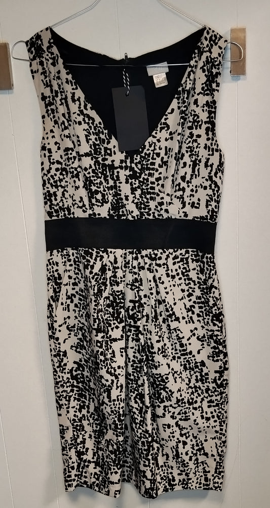 Abito Donna H&M Bianco e Nero Taglia 38 – Vestito Elegante con Scollo a V