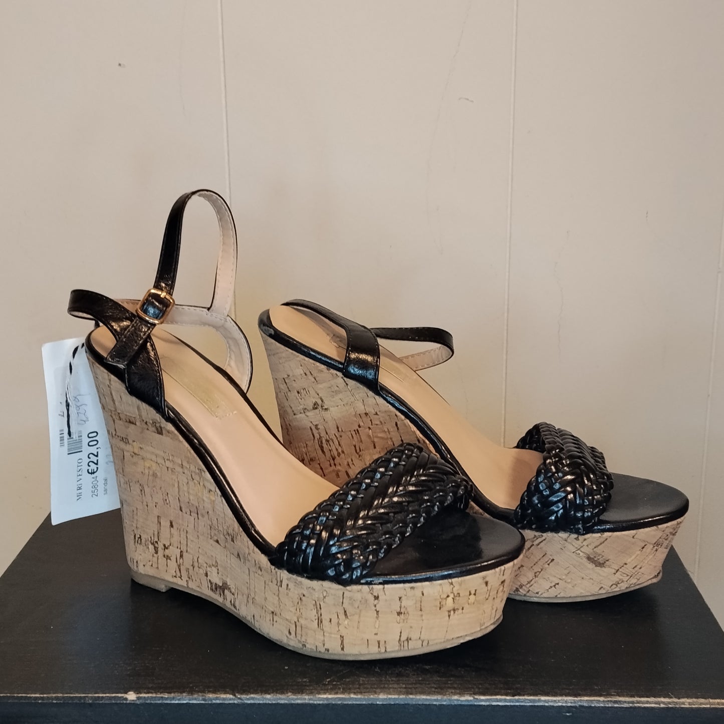 Sandali Donna Prima Donna Neri con Zeppa Taglia 38 – Scarpe Estive Eleganti