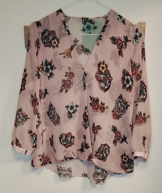 Blusa Donna S. Allura Taglia S – Camicia Rosa Fantasia Floreale Elegante