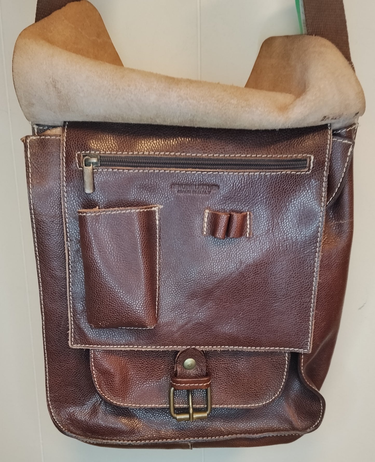 Borsa Tracolla Bruin Bear in Vera Pelle Marrone – Vintage Uomo/Donna