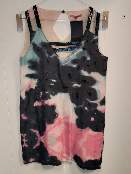 Top Donna Custoline Fantasia con Paillettes – Canotta Elegante Taglia M