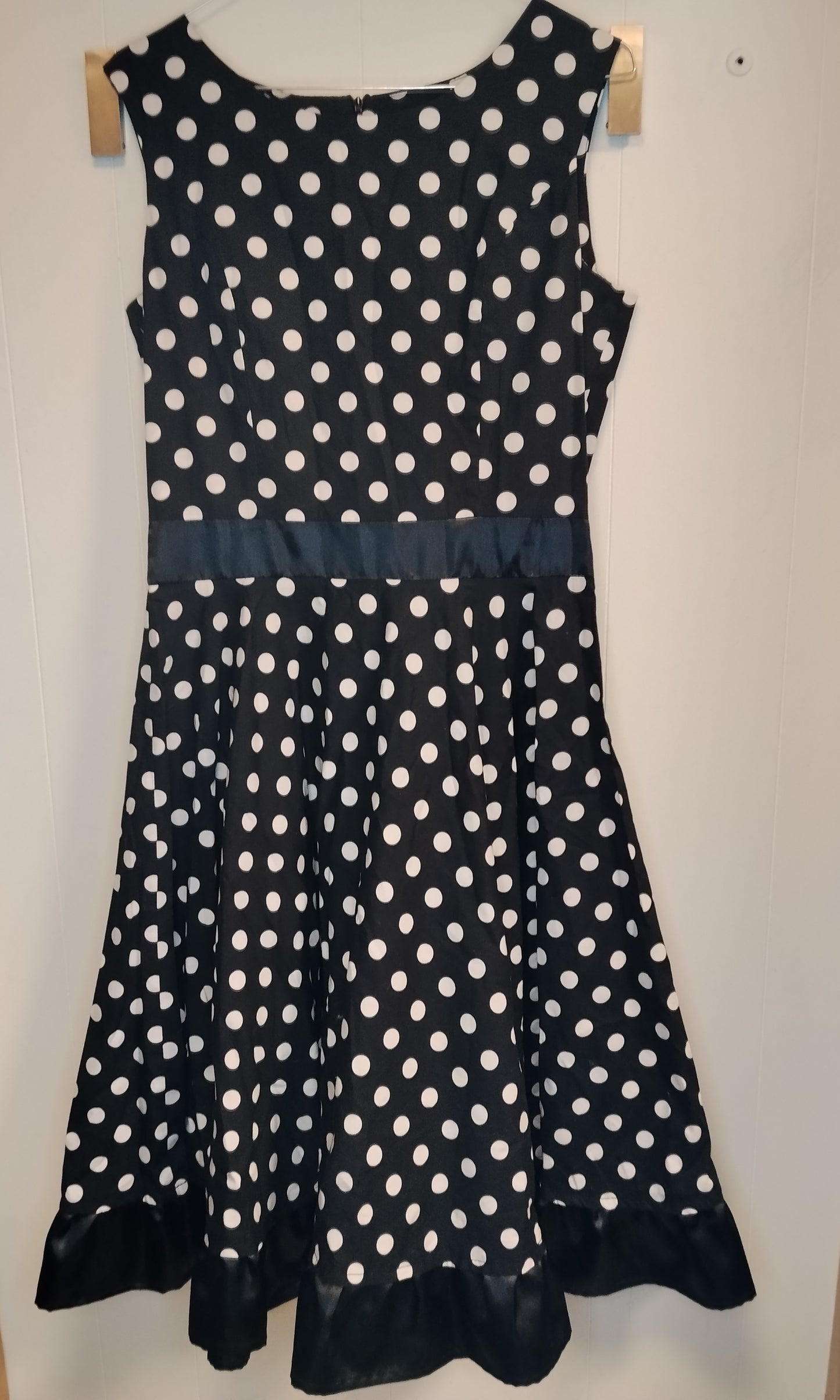 Abito Donna Fifties Chic Pois Blu – Vestito Stile Vintage Anni 50 Taglia L