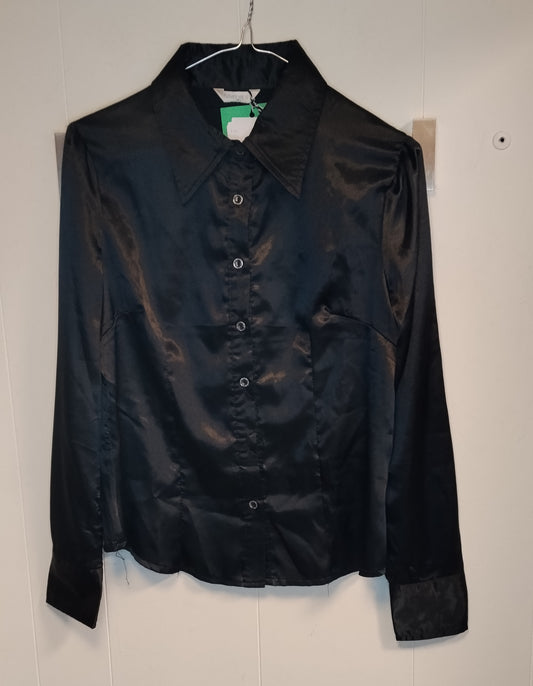 Camicia Donna Nera Satinata Forget Me Not Taglia M Elegante Lucida