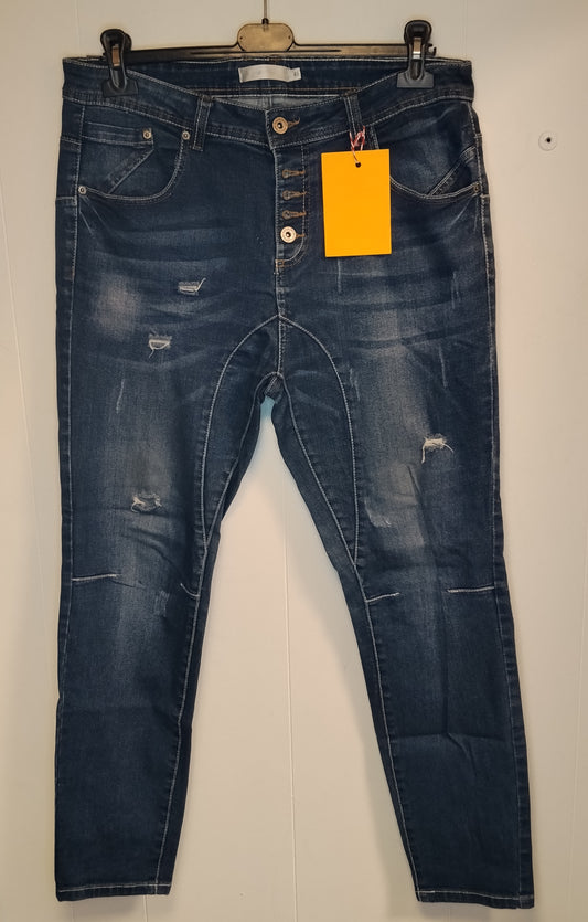 Jeans Donna Piazza Italia Taglia 46 Denim Slim Fit Strappato