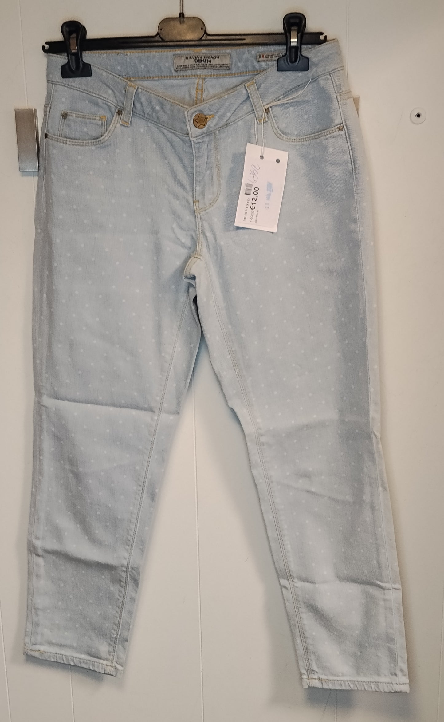 Jeans Donna Silvian Heach Taglia 42 Denim Chiaro Pois Slim