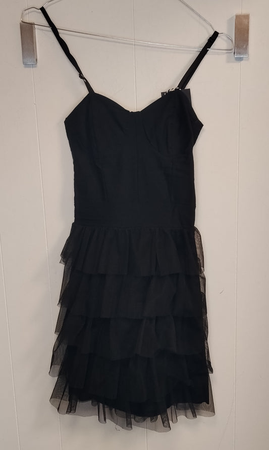 Vestito Donna Nero Tulle Taglia XS Elegante Spalline Abito Corto