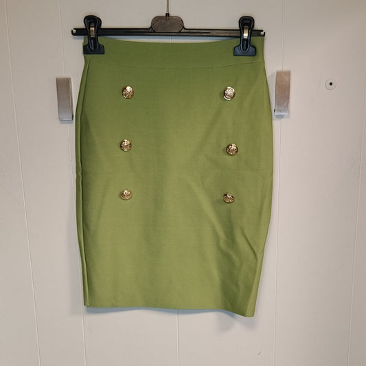 Gonna Donna Verde Taglia M Tubino Elegante Bottoni Oro