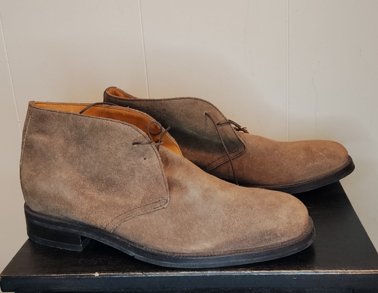 Scarpe Uomo Arfango Taglia 42,5 Camoscio Beige Eleganti Made in Italy