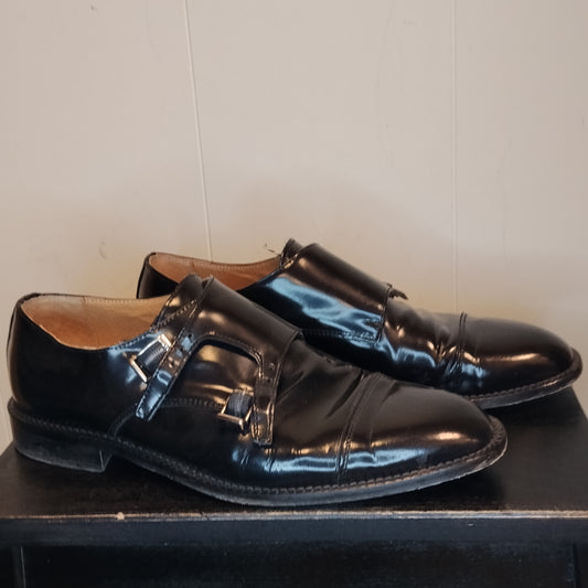Scarpe Uomo Dan John Taglia 44 Eleganti Nere Doppia Fibbia Pelle