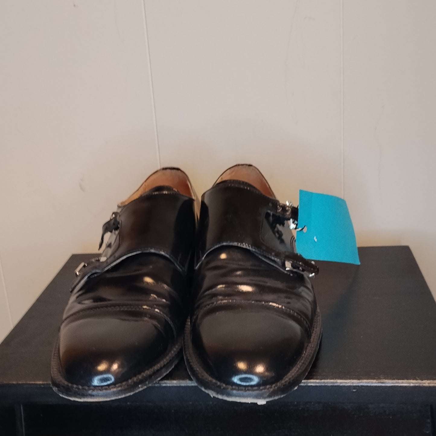 Scarpe Uomo Dan John Taglia 44 Eleganti Nere Doppia Fibbia Pelle