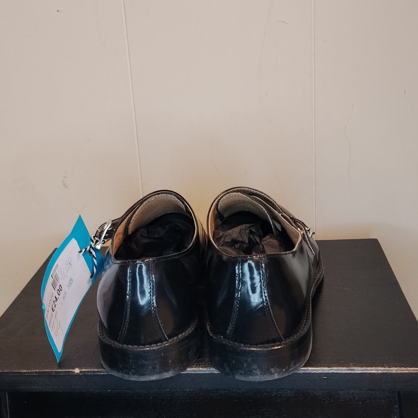 Scarpe Uomo Dan John Taglia 44 Eleganti Nere Doppia Fibbia Pelle