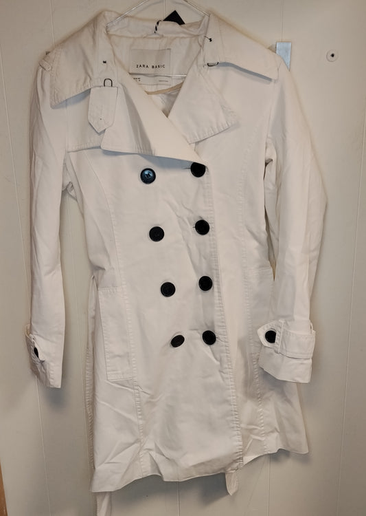 Trench Donna Zara Basic Bianco Taglia L Doppiopetto Elegante