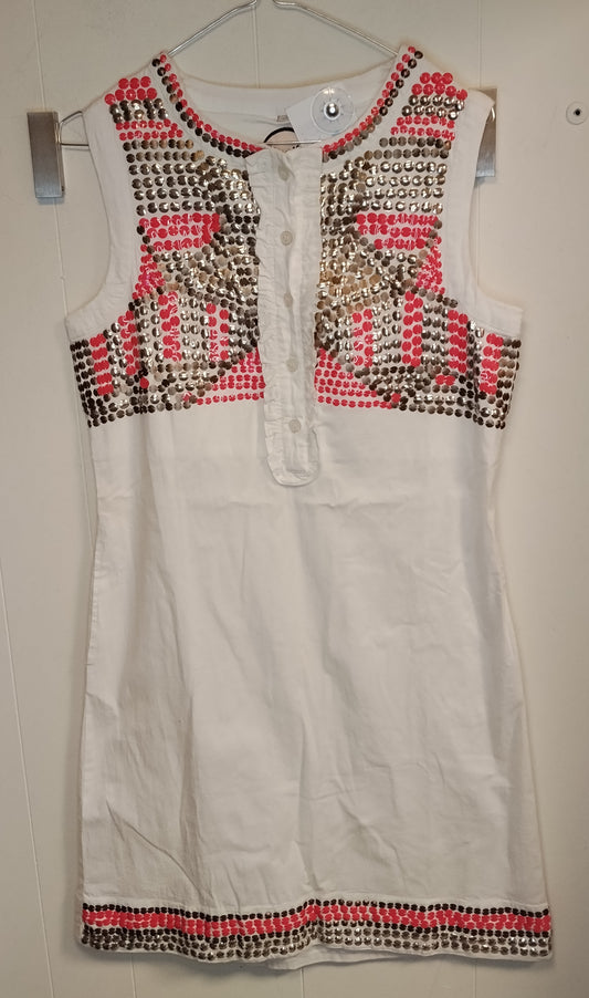 Vestito Donna Almatrichi Bianco Ricami e Paillettes Taglia 46 Estivo