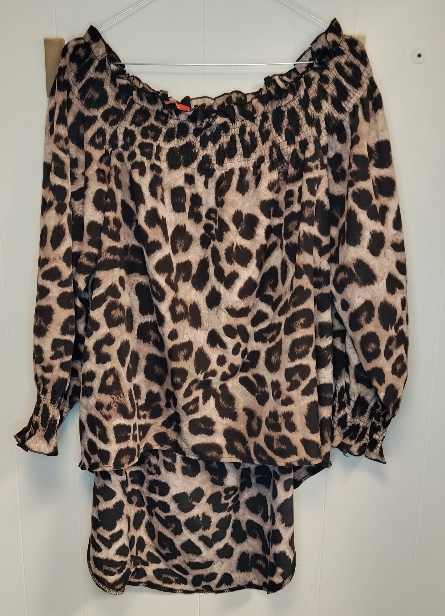 Blusa Donna Animalier Leopardata Taglia M Scollo Bardot
