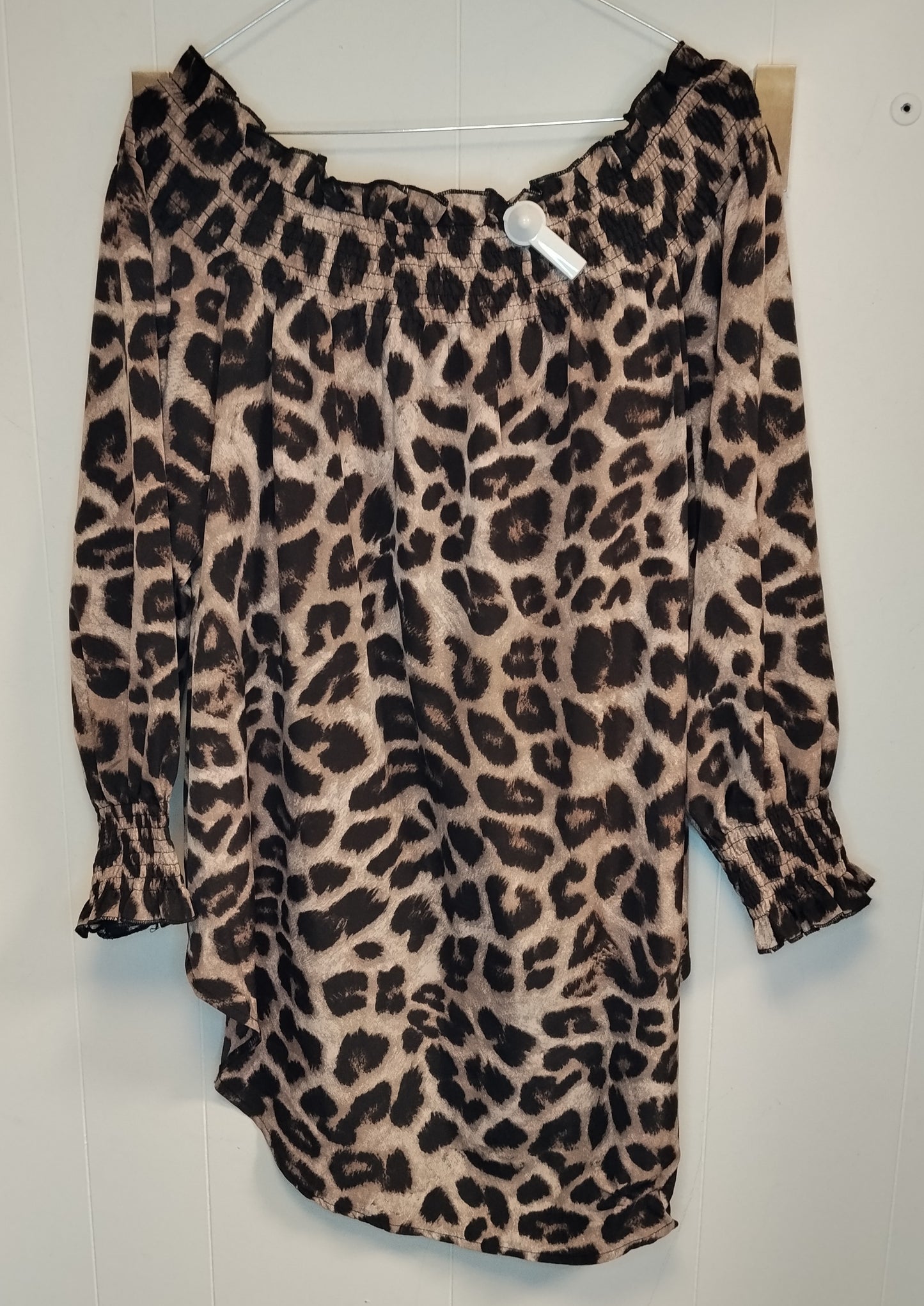 Blusa Donna Animalier Leopardata Taglia M Scollo Bardot