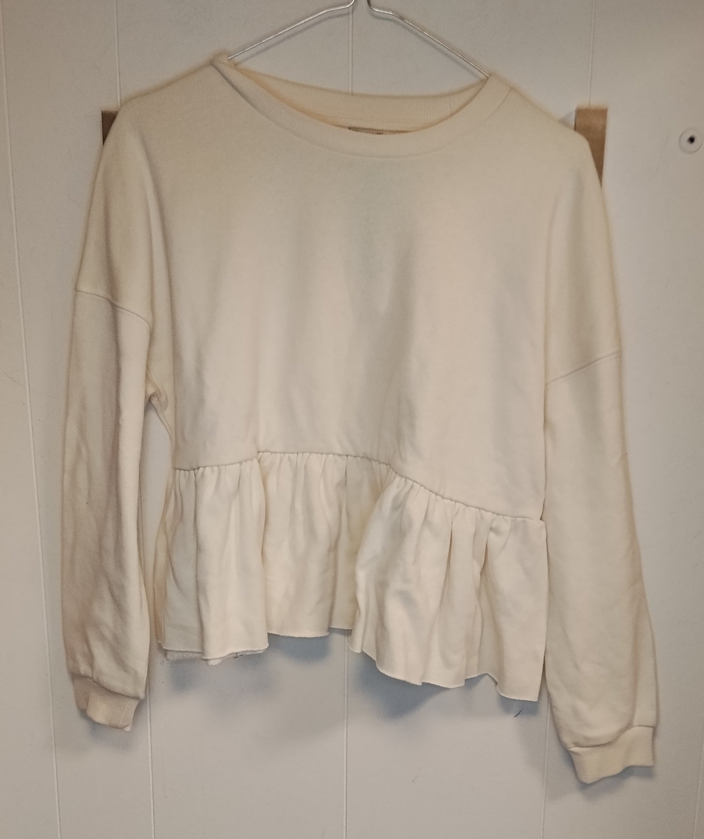 Felpa Donna OVS Bianca Taglia XS con Balza Stile Casual Chic