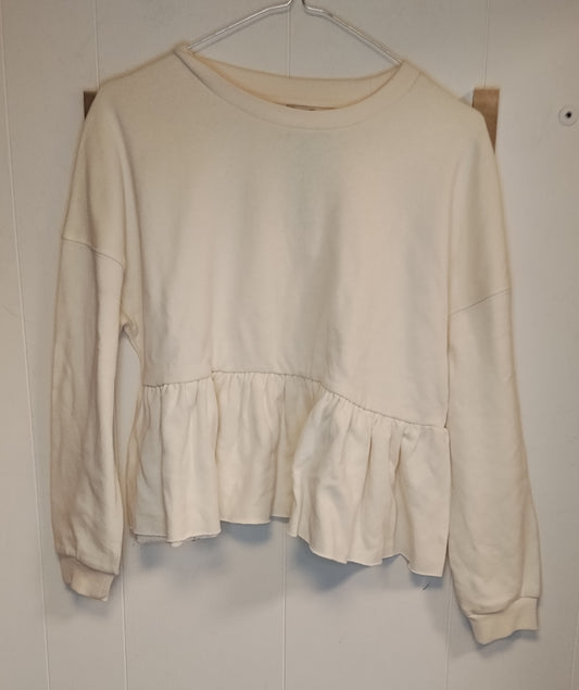 Felpa Donna OVS Bianca Taglia XS con Balza Stile Casual Chic