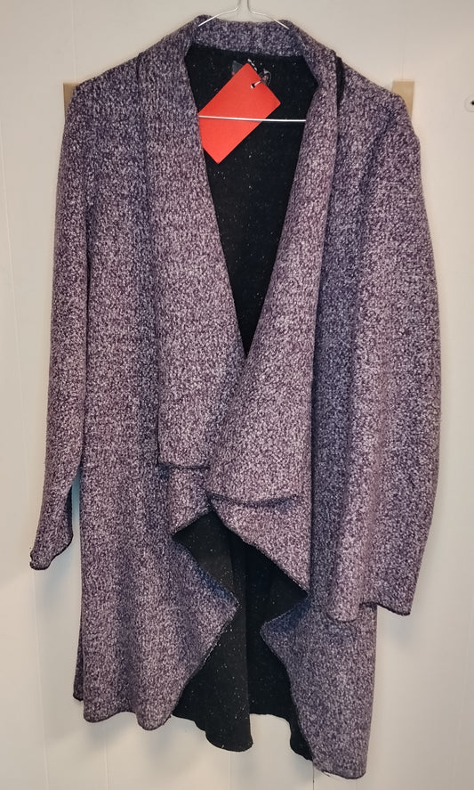 Cardigan Donna La Chic Viola Melange Taglia M/L Aperto Elegante