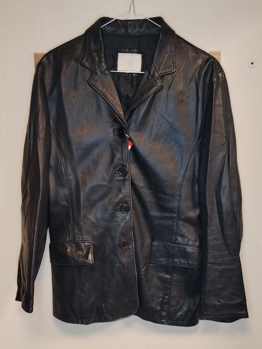 Giacca Donna Vera Pelle Barone Nera Taglia 44 Blazer Elegante