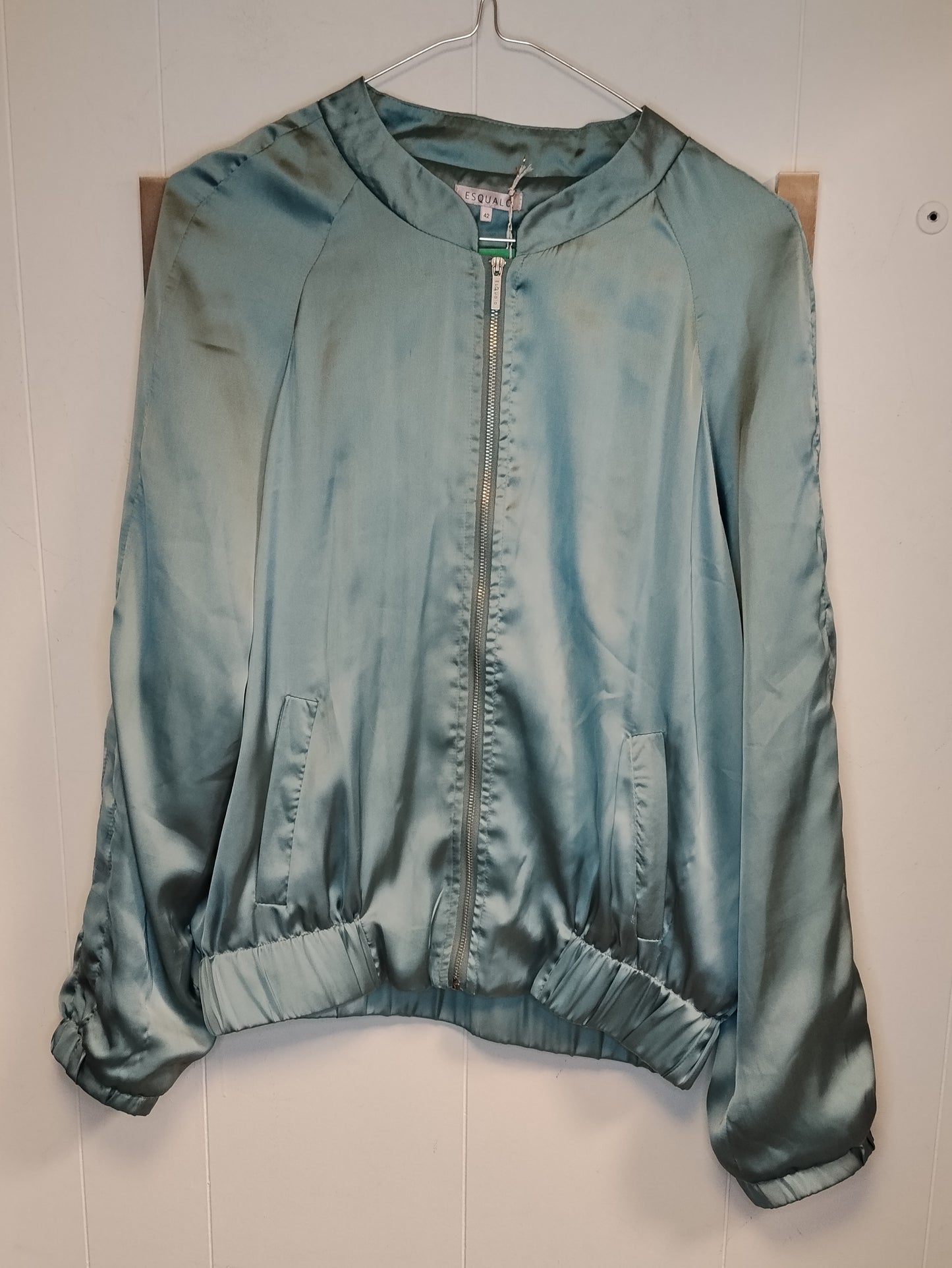 Giacca Donna Esqualo Satin Verde Acqua Taglia 42 Bomber Elegante