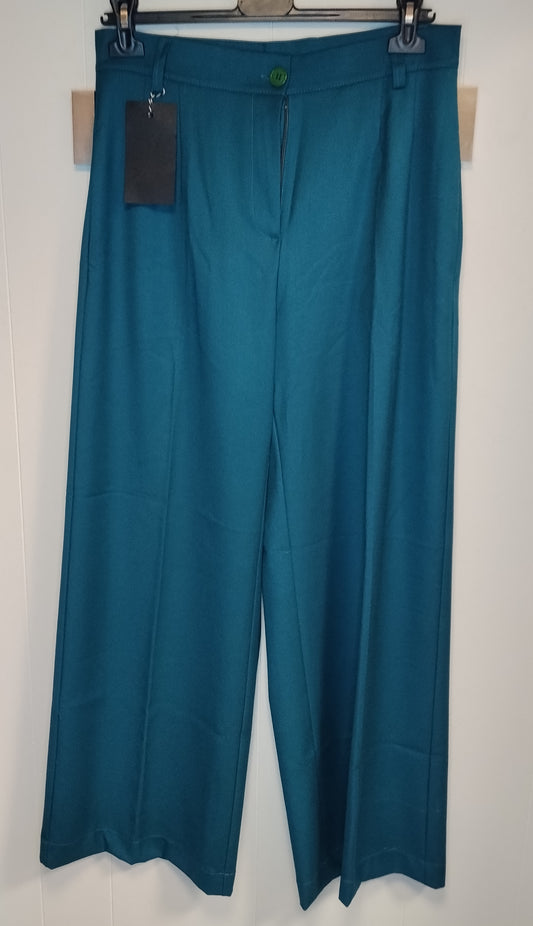 Pantaloni Donna Verde Petrolio Palazzo Taglia M Eleganti
