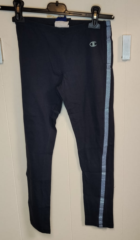 Leggings Bambina Champion Blu Banda Laterale 9-10 Anni Sport