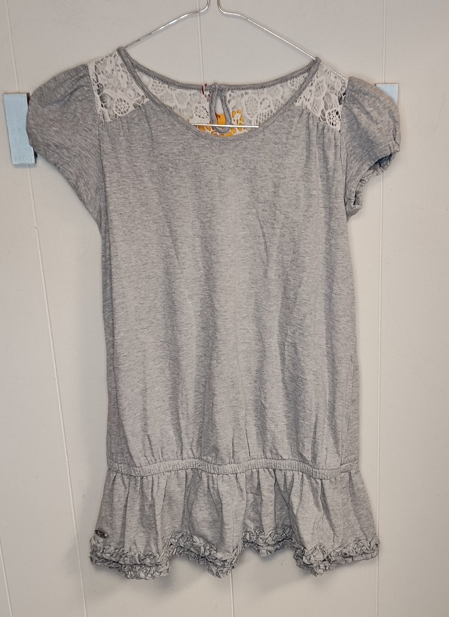 Maglietta Bambina Original Marines Grigia con Pizzo 10 Anni