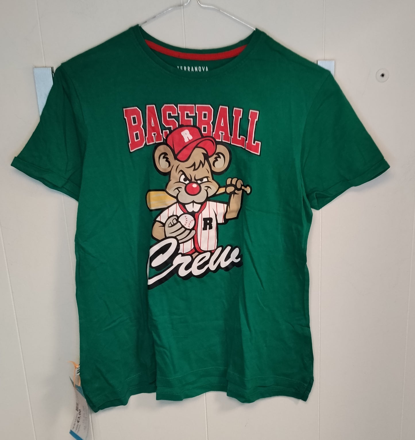 T-shirt Bambino Terranova Verde Stampa Baseball 12-13 Anni