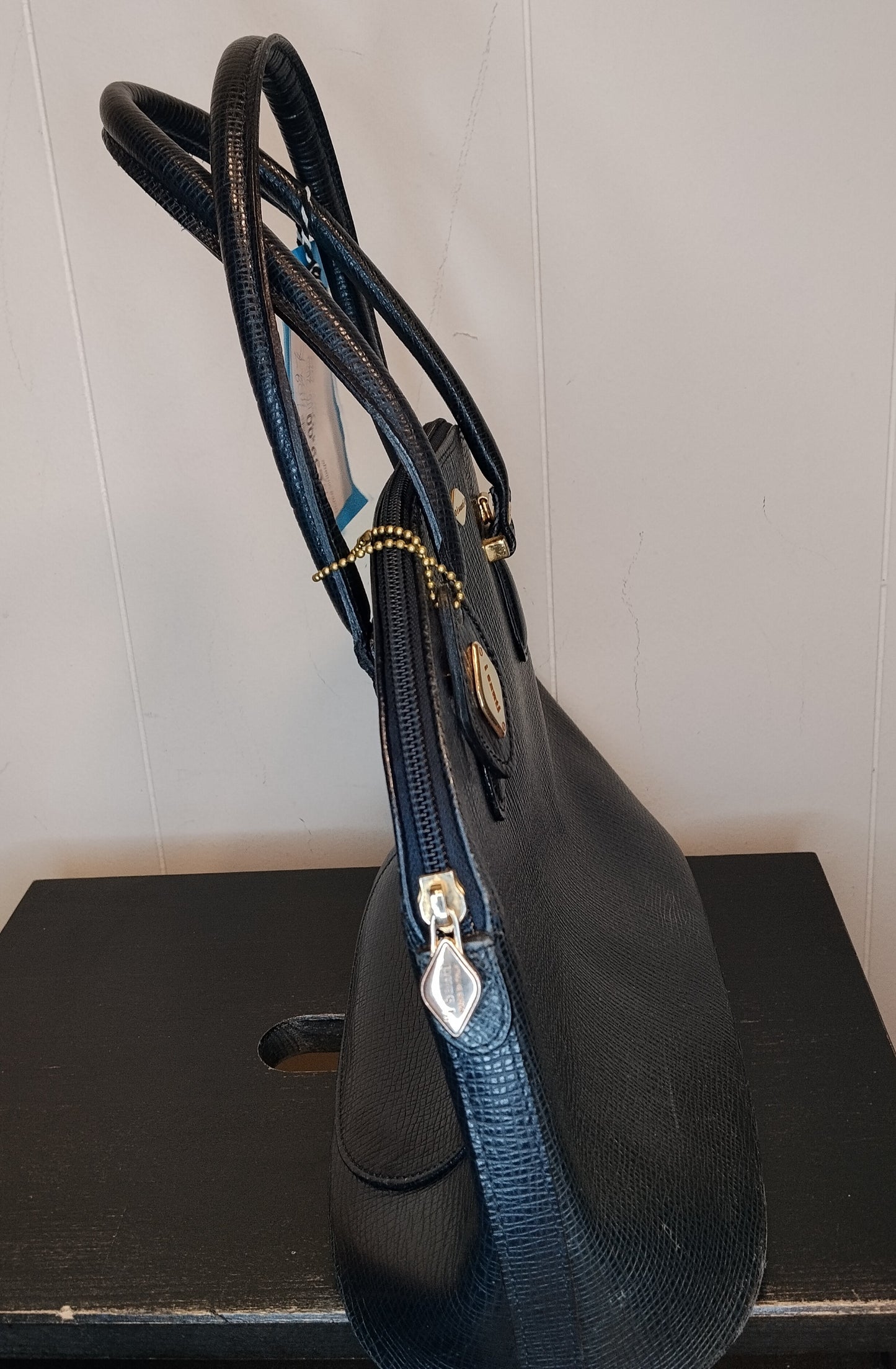 Borsa Vintage Donna Nera Elegante a Mano Effetto Pelle