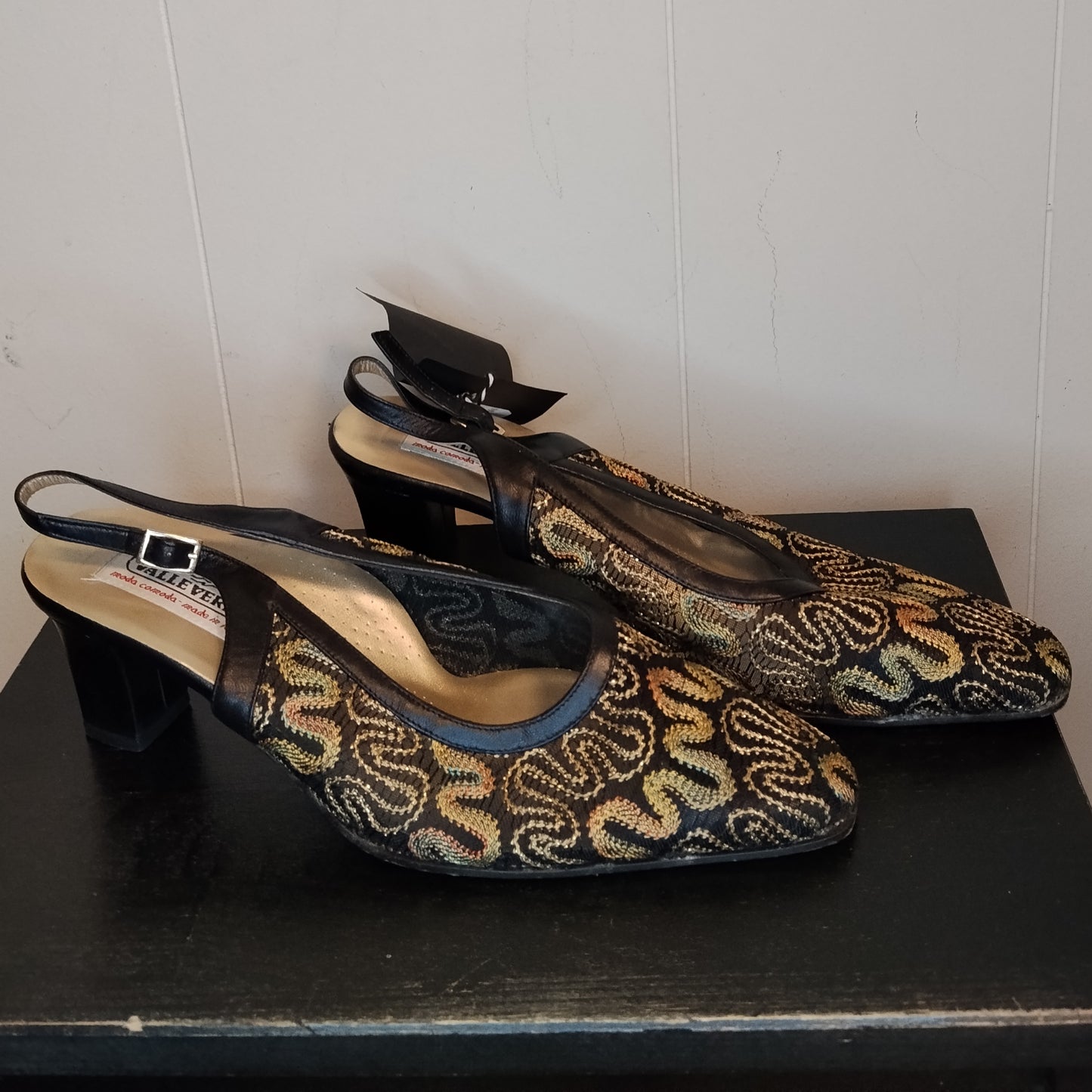 Scarpe Donna Valle Verde 39 Sandali Eleganti Tacco Basso Vintage