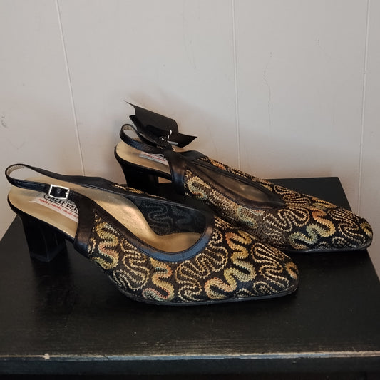 Scarpe Donna Valle Verde 39 Sandali Eleganti Tacco Basso Vintage