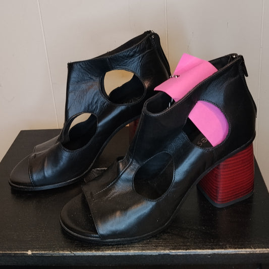Scarpe Donna Alesya 38 Sandali Tacco Rosso Nero Design Moderno