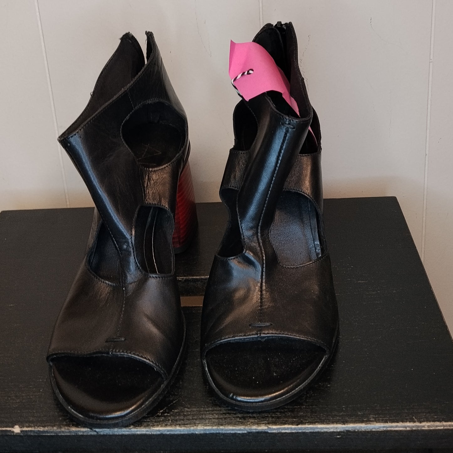 Scarpe Donna Alesya 38 Sandali Tacco Rosso Nero Design Moderno