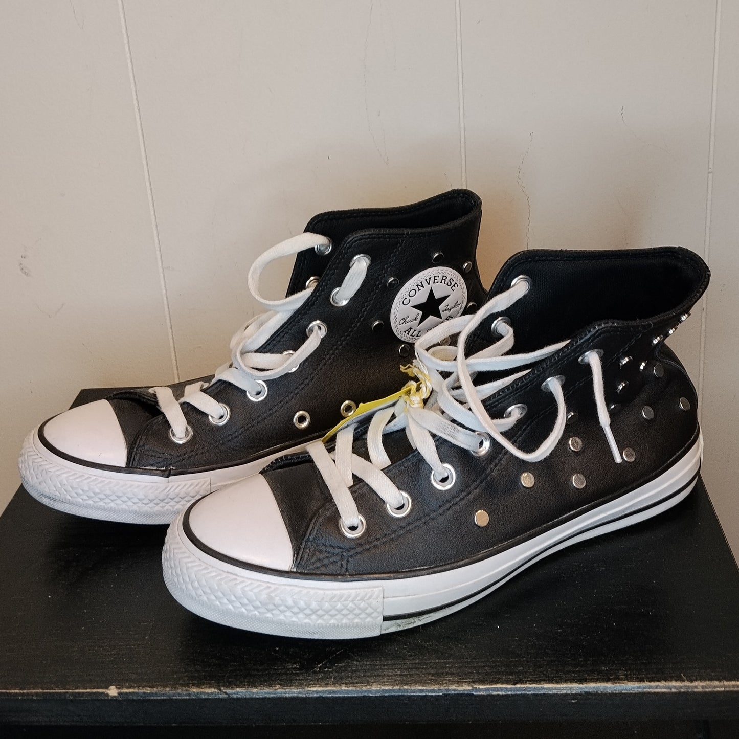 Converse All Star 38 Nere Borchie Alte Donna Sneakers