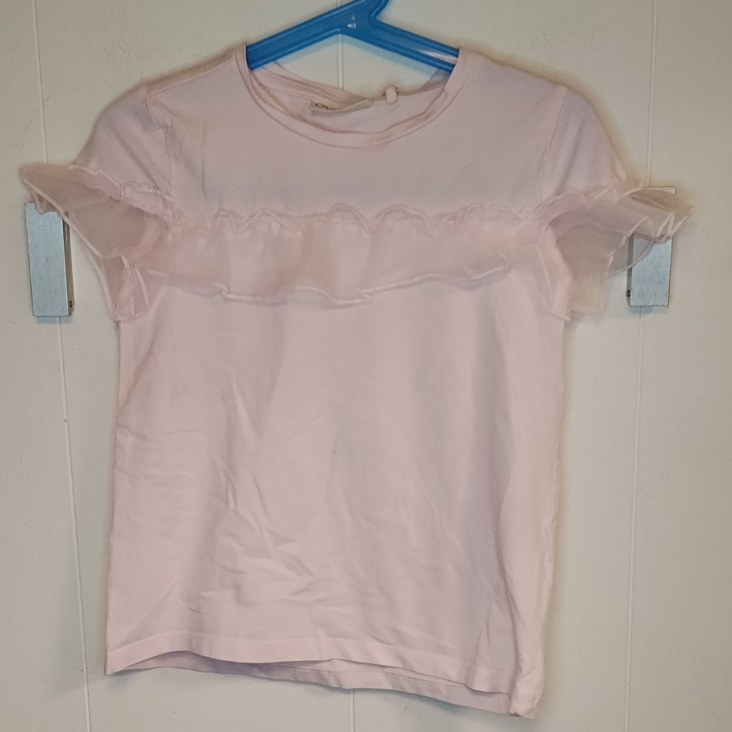 Maglia bambina OVS rosa 7-8 anni 128 cm con volant maniche corte elegante