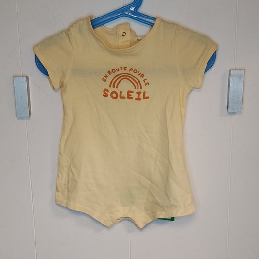 Body t-shirt Kiabi giallo 12 mesi sole arcobaleno cotone manica corta neonato