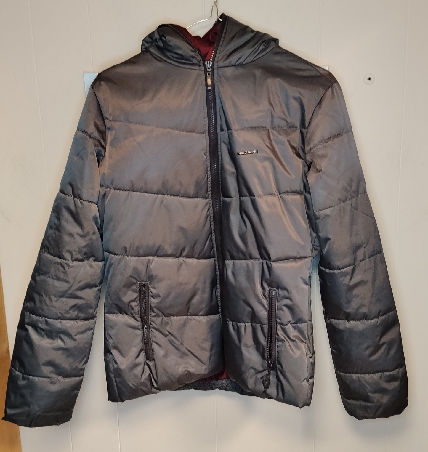 Giubbotto imbottito No Zone nero uomo taglia M con cappuccio zip invernale