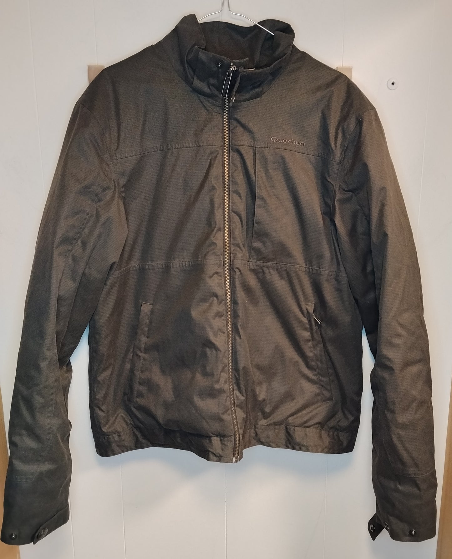 Giacca Quechua uomo taglia L grigia impermeabile antivento trekking zip