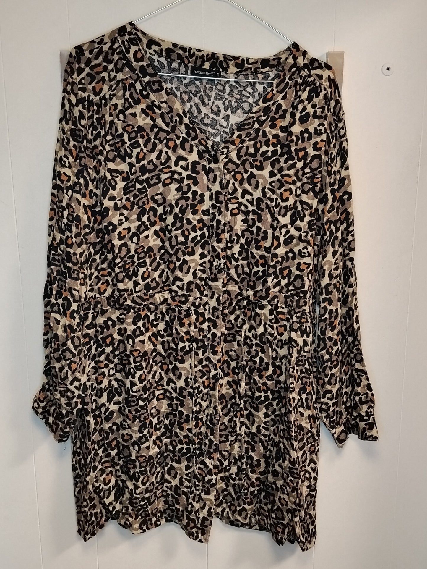 Vestito Janina leopardato taglia 46 donna abito leggero manica lunga casual chic
