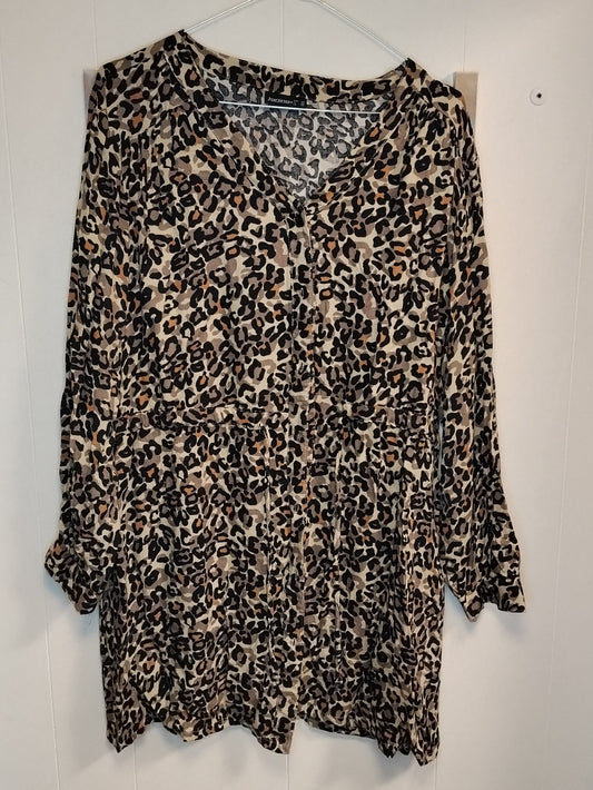 Vestito Janina leopardato taglia 46 donna abito leggero manica lunga casual chic