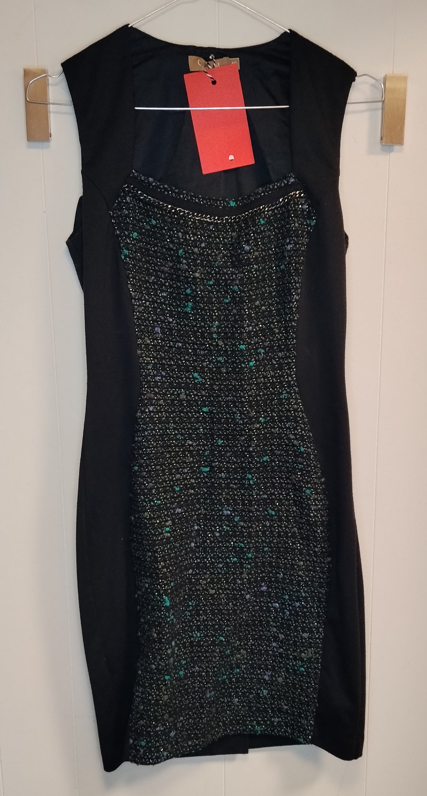 Vestito Conbipel nero elegante taglia 40 abito tubino con dettagli glitter