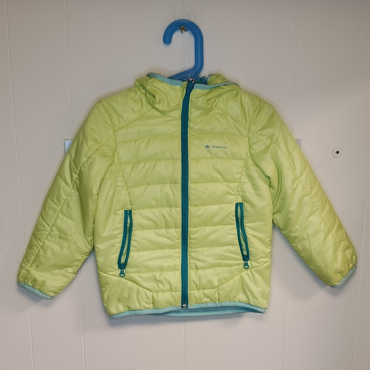 Giacca Quechua bambina 4 anni 98-104 cm verde imbottita con cappuccio