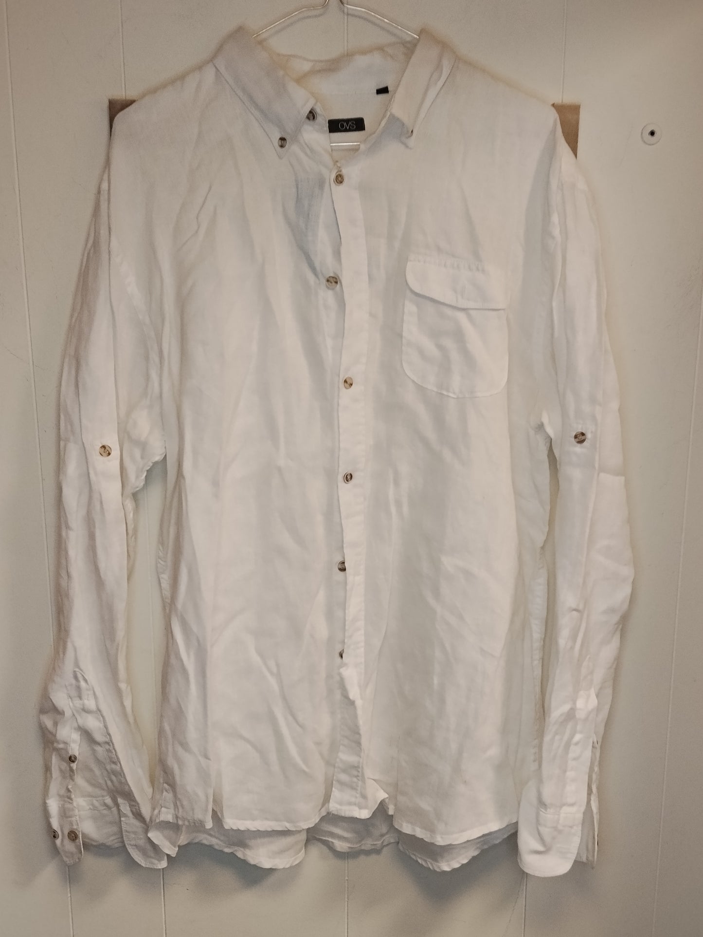 Camicia OVS uomo bianca taglia XL cotone manica lunga casual elegante