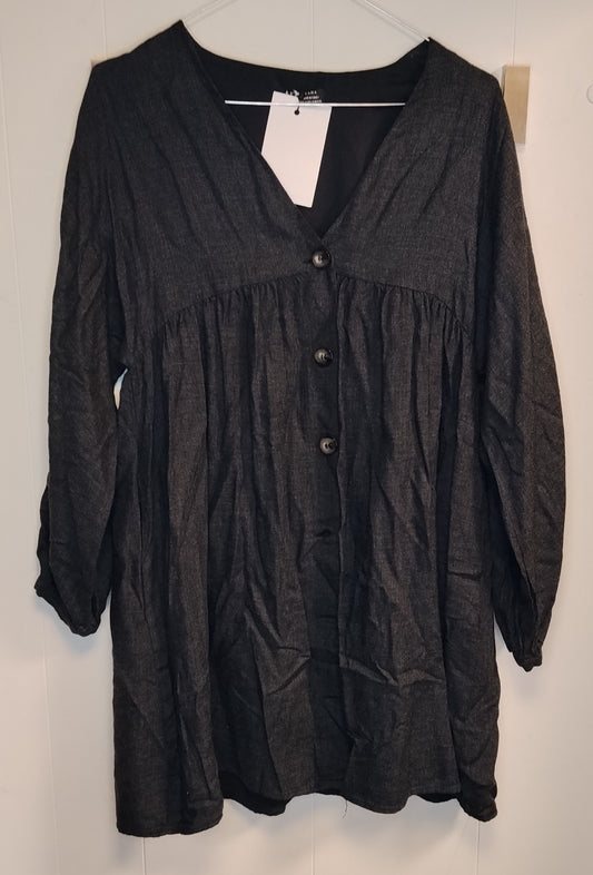 Blusa Zara donna nera taglia M manica lunga scollo V bottoni stile morbido