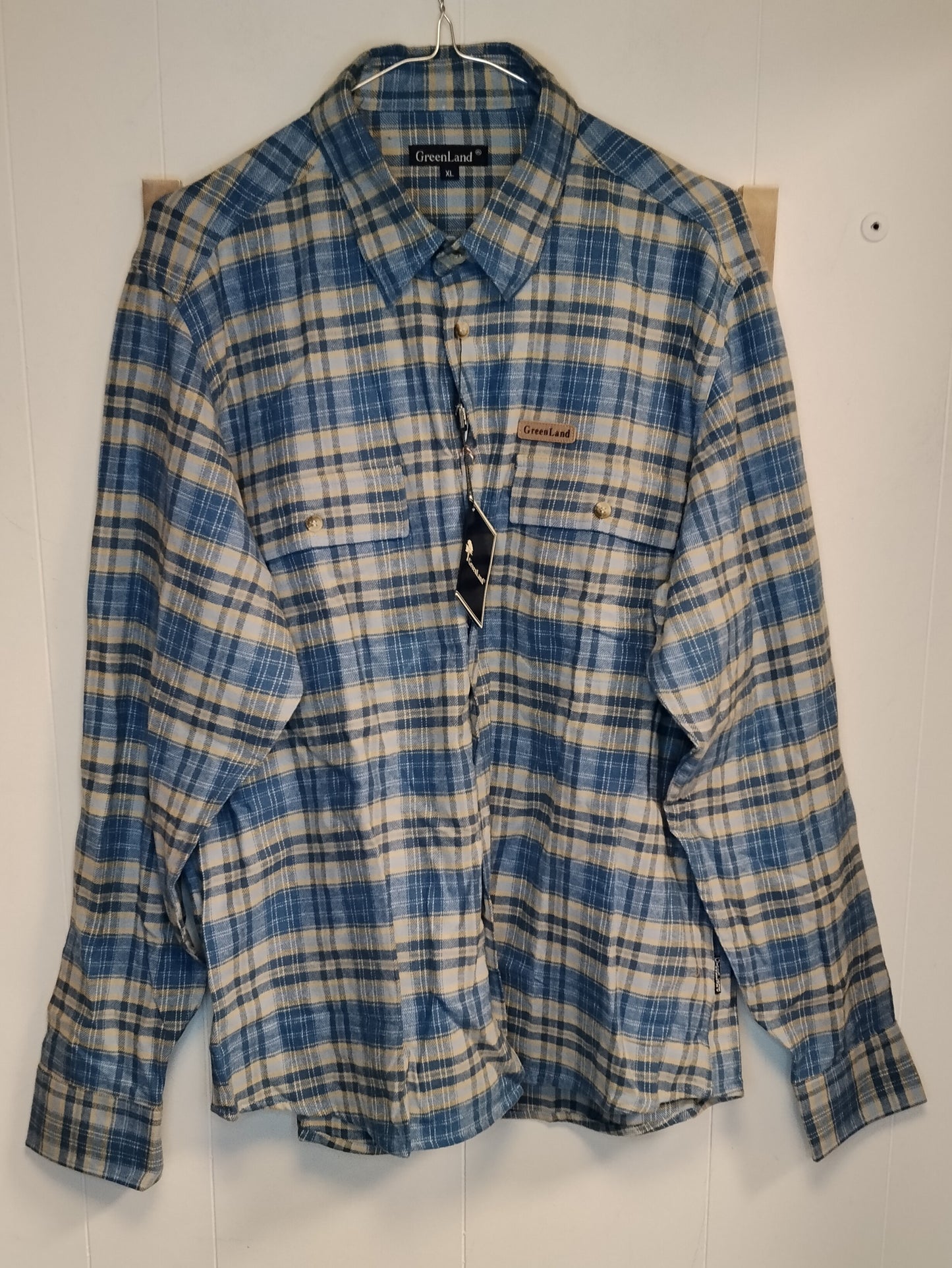 Camicia Greenland uomo a quadri taglia XL cotone nuova con cartellino casual