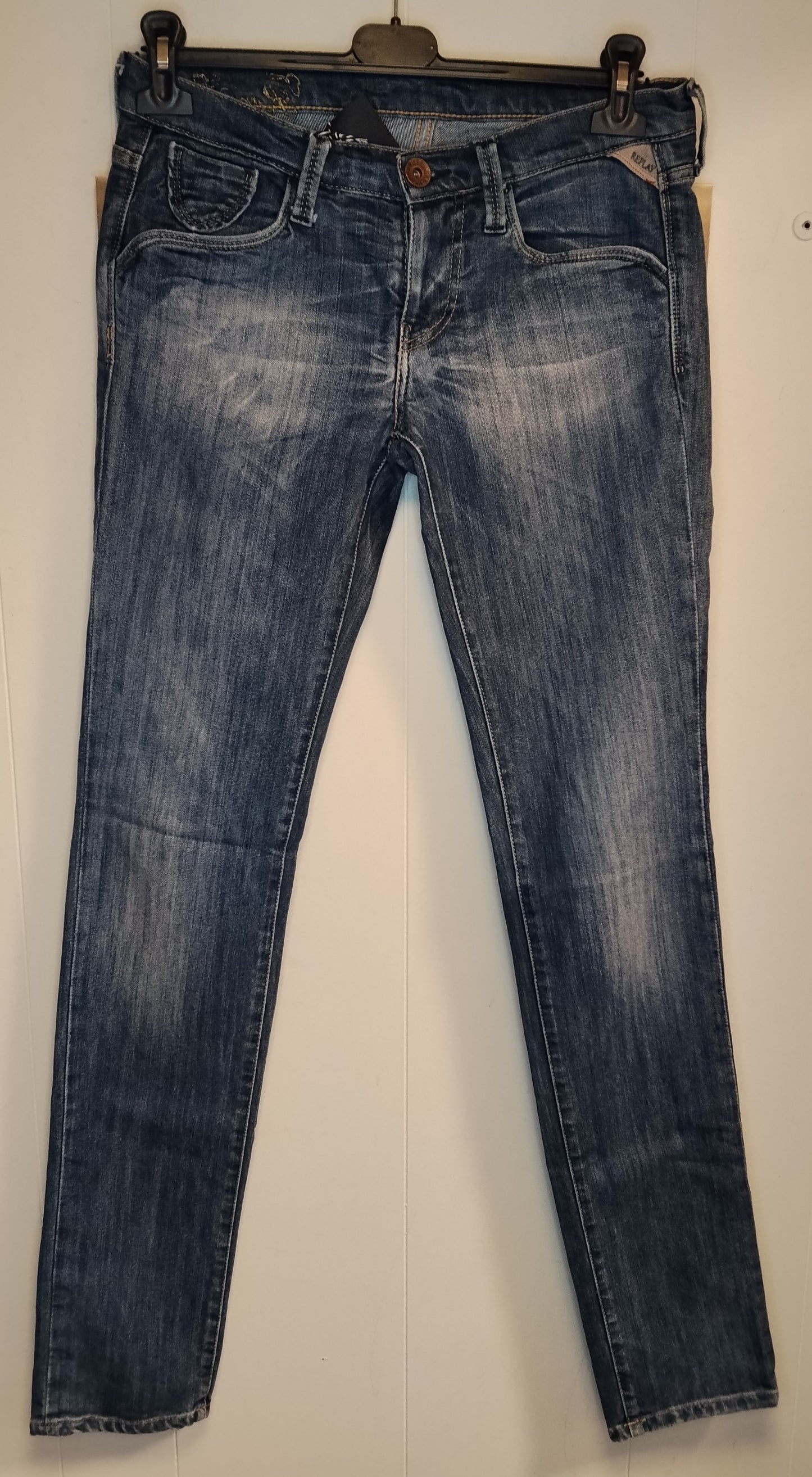 Jeans Replay donna blu taglia 41 slim fit denim lavaggio chiaro casual
