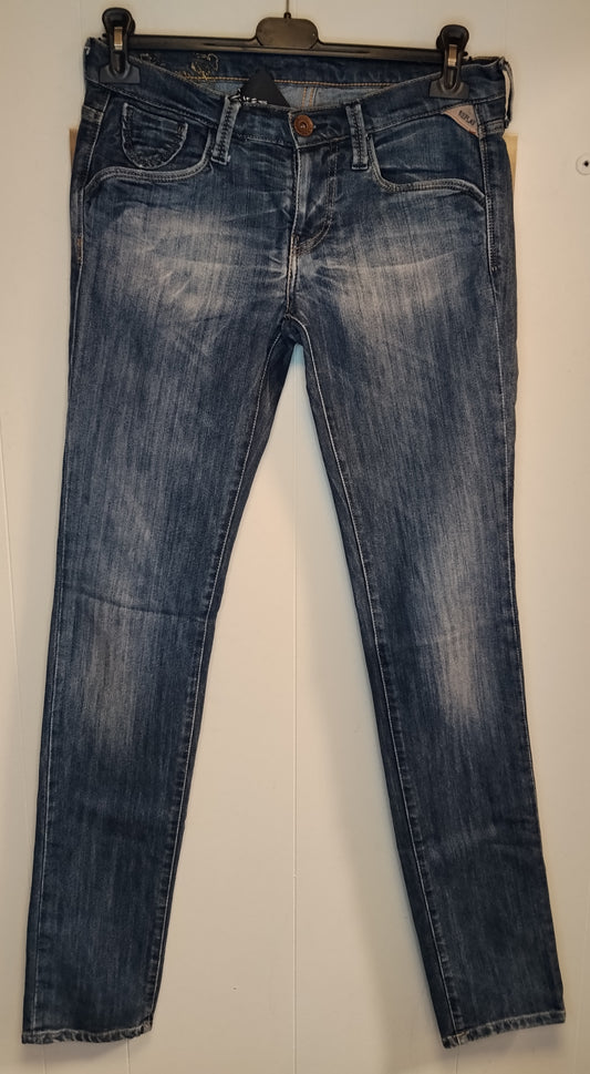 Jeans Replay donna blu taglia 41 slim fit denim lavaggio chiaro casual