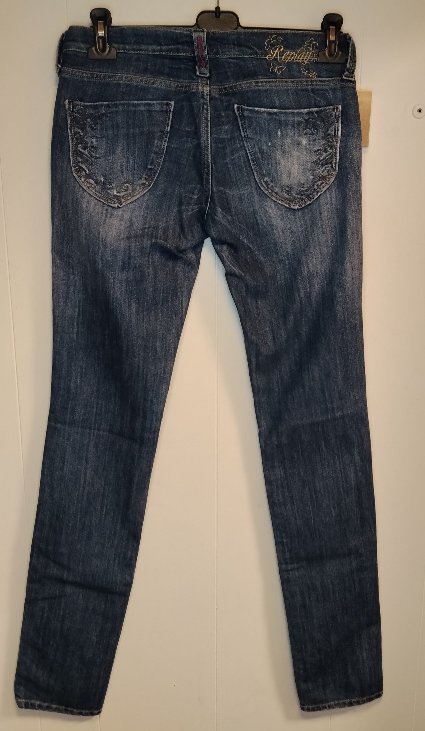 Jeans Replay donna blu taglia 41 slim fit denim lavaggio chiaro casual