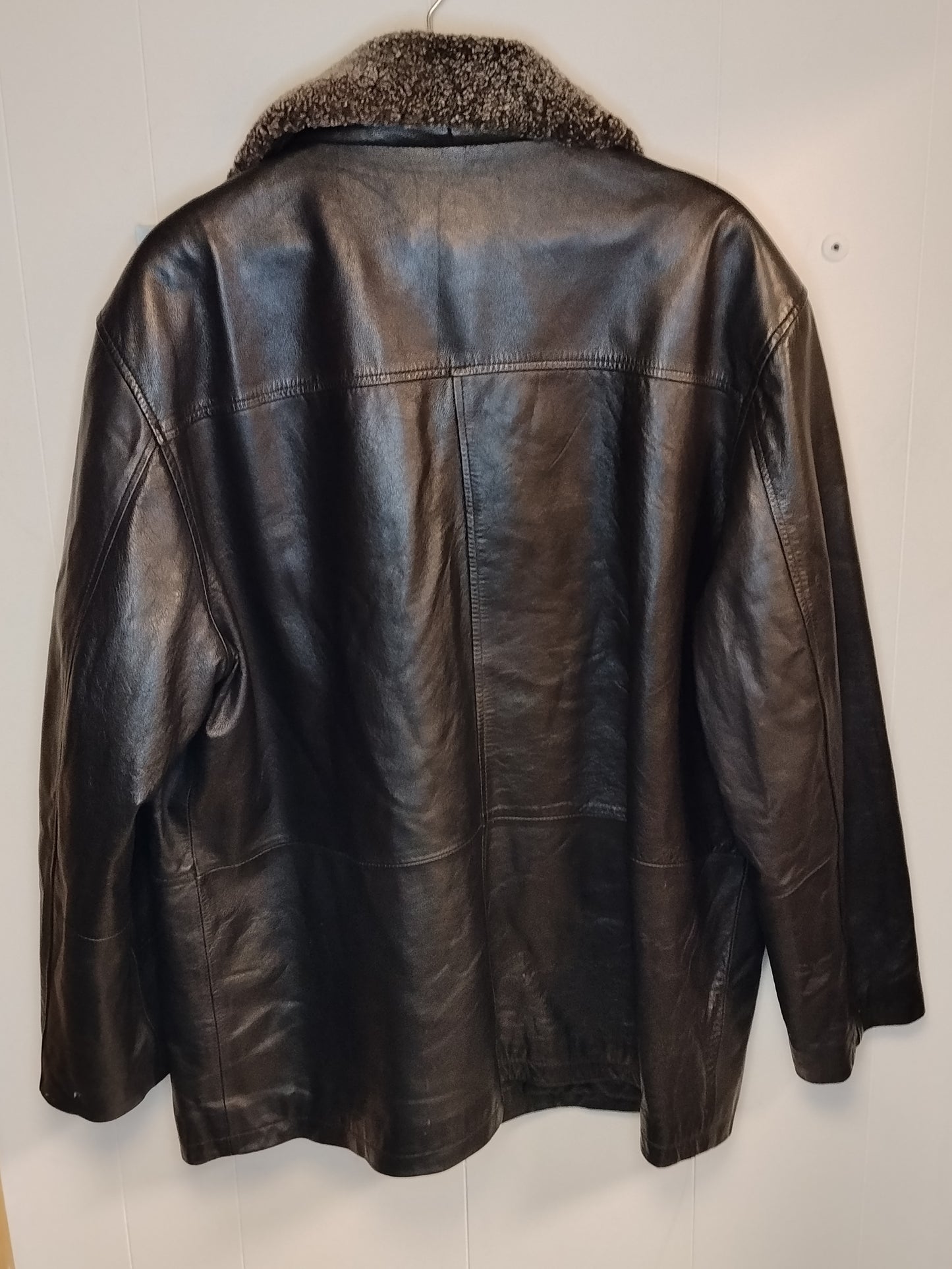 Giacca Inextensa uomo pelle nera taglia 52 colletto caldo stile vintage