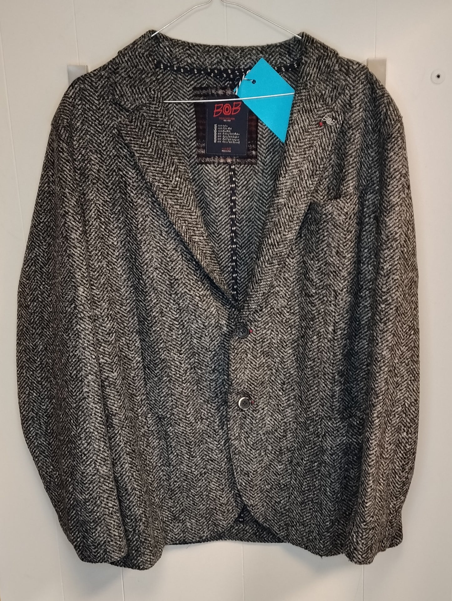 Giacca uomo BOB spigata grigio taglia 54 blazer elegante casual